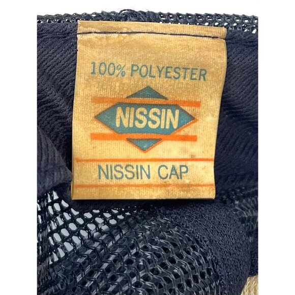 VTG NISSIN Navy American Flag Eagle Leaf Embroidery Snapback Mesh TRUCKER CAP - Picture 7 of 8